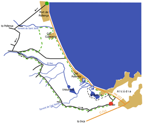 S'Albufereta Natural reserve Itinerary Map