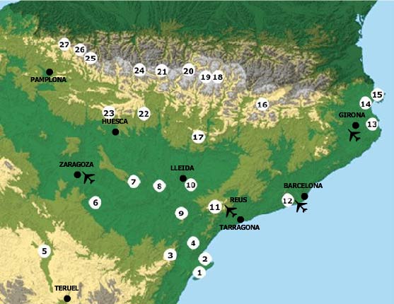 Northeast Spain Birding Map