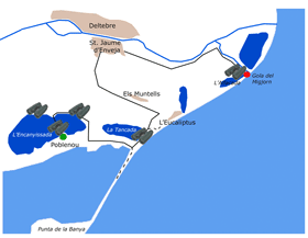 The Ebro Delta South Itinerary Map