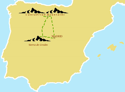 Central Spain tour map