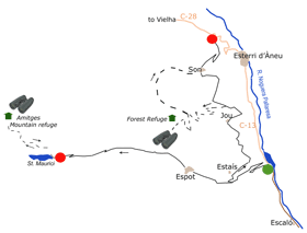 Aigüestortes National Park: East Sou and Jou Itinerary Map