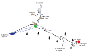 From Gistaín to Aínsa: Puerto de Sahún Itinerary Map