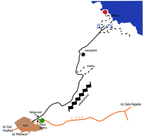 Artà to Cala Mitjana Itinerary Map