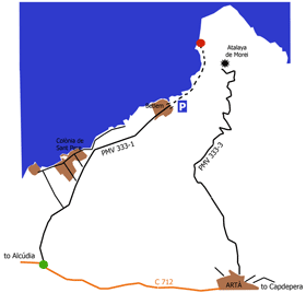 Foot of Son Morell Itinerary Map