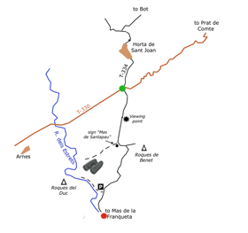 Els Ports From Horta Sant Joan Itinerary Map 