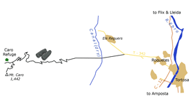 Els Ports From Tortosa to Mont Caro Itinerary Map