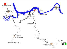 The River Ebro - From la Fatarella to Faió Itinerary Map
