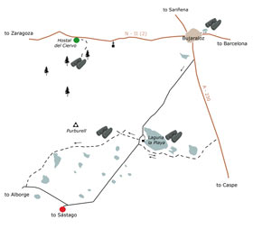 Monegros: Bujaraloz Itinerary Map