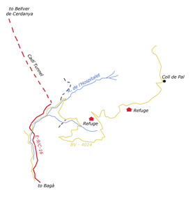 Serra del Cadí, Coll de Pal Itinerary Map