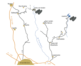 Sierra de Guara West: Salto de Roldán Itinerary Map