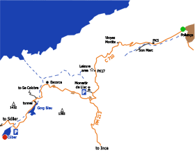 Lluc Monastery and the Cuber Reservoir Itinerary Map